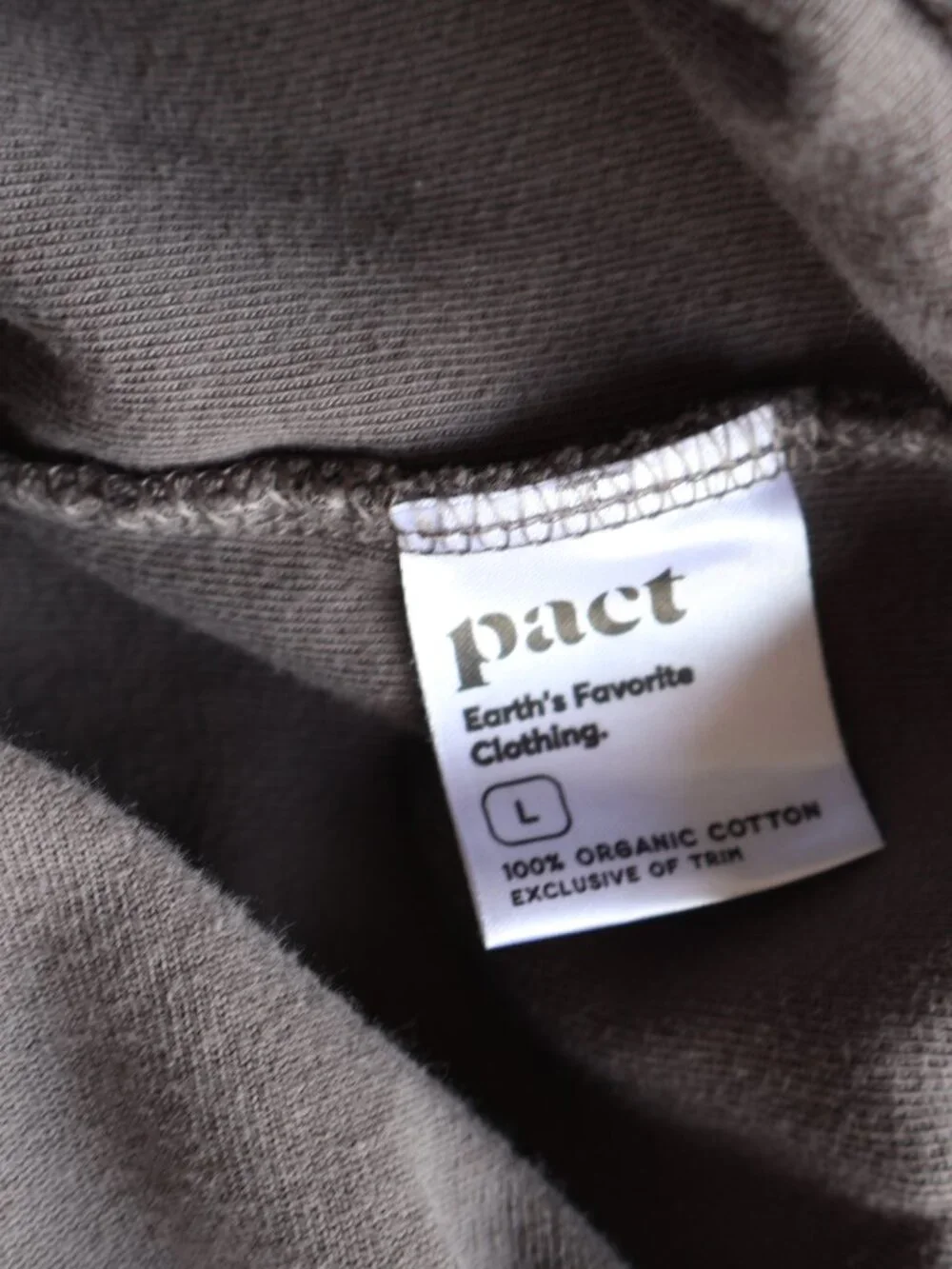 Pact Organic Cotton Velour Crew Pullover Shirt Graphite -  Women's Large - Picture 9 of 11